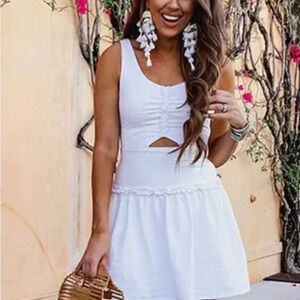 ALI&JAY white halter dress,frill,cut out,fit&flare,flare Dress Up Buttercup,